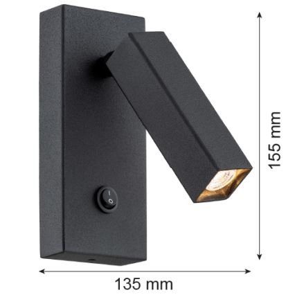 Argon 4723 - Fali spotlámpa ROCK 1xG9/6W/230V fekete