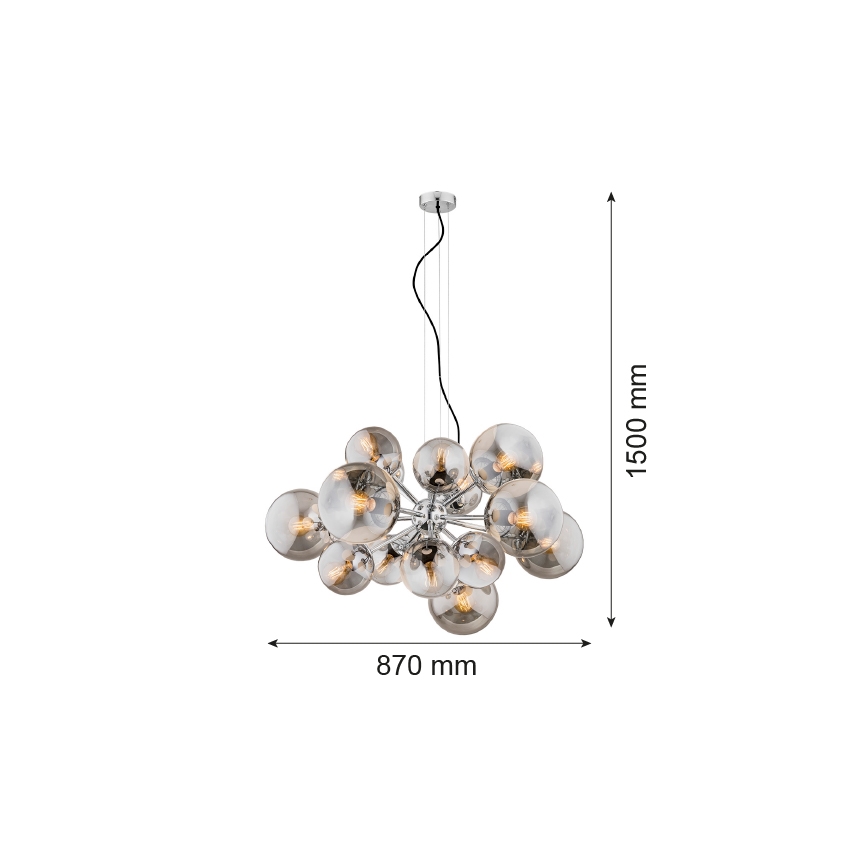 Argon 5022 - Csillár zsinóron SATELITE 15xE27/15W/230V fényes króm