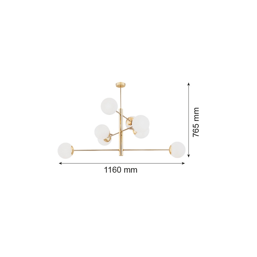 Argon 5043 - Csillár rúdon CAMERON 8xE27/15W/230V sárgaréz