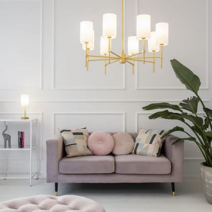 Argon 5051 - Csillár rúdon ABRUZZO 8xE14/15W/230V sárgaréz/fehér