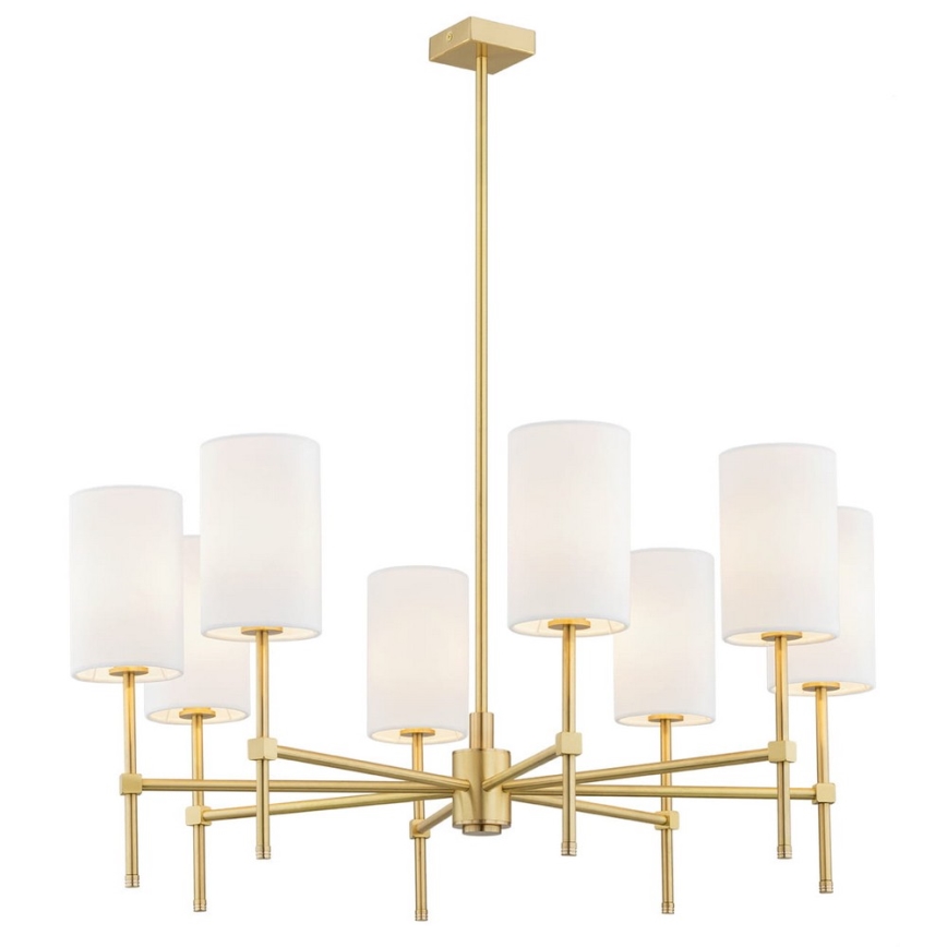 Argon 5051 - Csillár rúdon ABRUZZO 8xE14/15W/230V sárgaréz/fehér