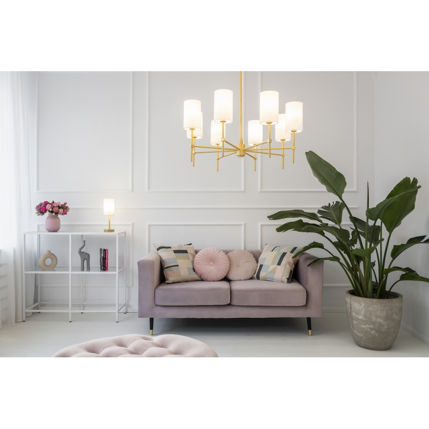 Argon 5055 - Csillár rúdon ABRUZZO 8xE14/7W/230V sárgaréz/zöld