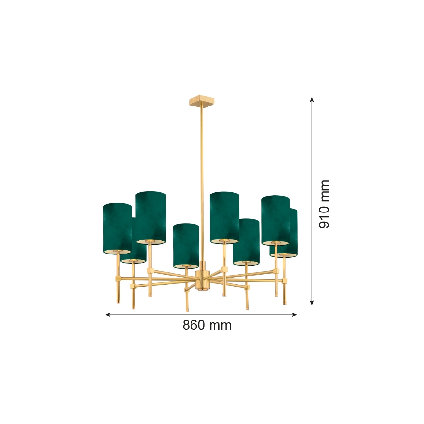 Argon 5055 - Csillár rúdon ABRUZZO 8xE14/7W/230V sárgaréz/zöld