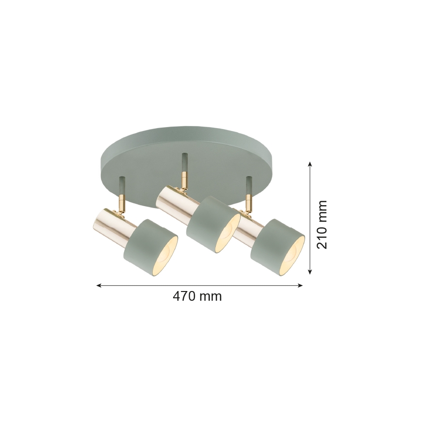 Argon 6007 - Spotlámpa DORIA 3xE27/15W/230V zöld/sárgaréz