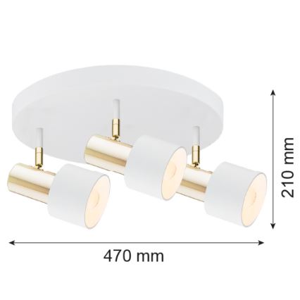 Argon 6008 - Spotlámpa DORIA 3xE27/15W/230V fehér/sárgaréz