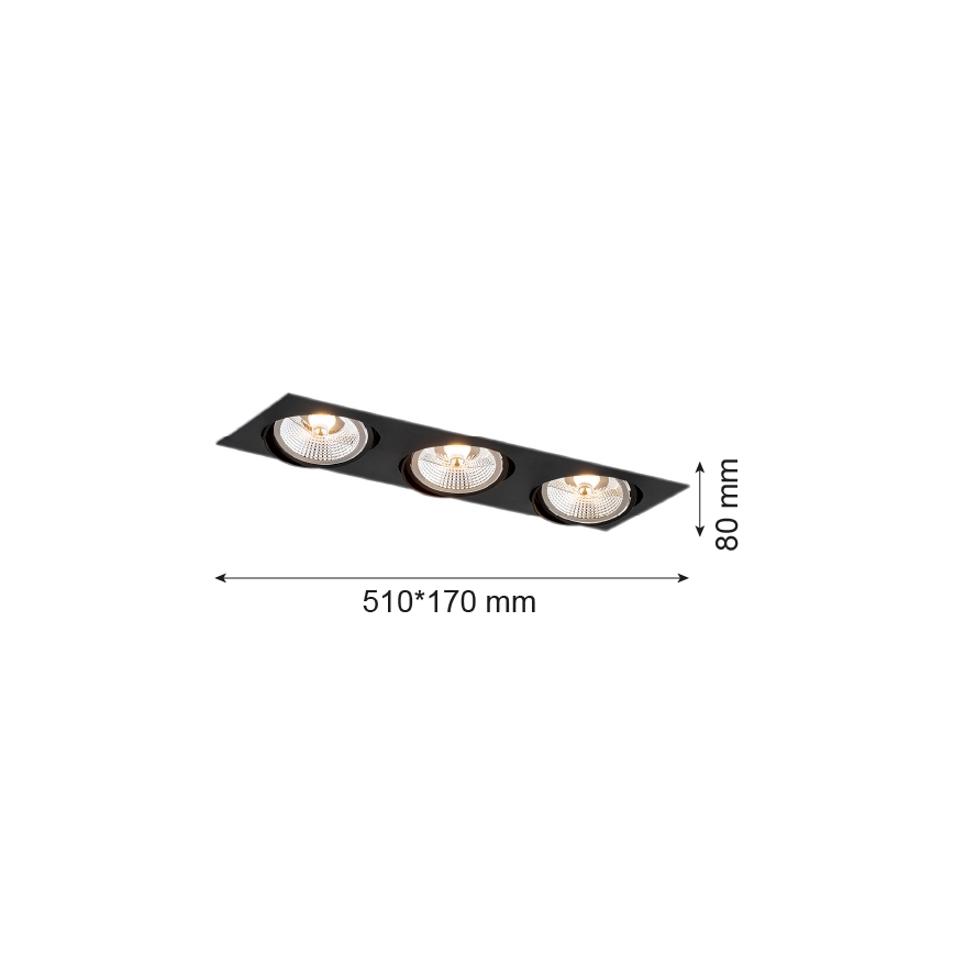 Argon 6116 - Beépíthető lámpatest OLIMP 3xGU10-AR111/12W/230V fekete