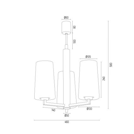 Argon 6143 - Csillár rúdon CAMELOT PLUS 3xE27/15W/230V fekete/fehér/arany