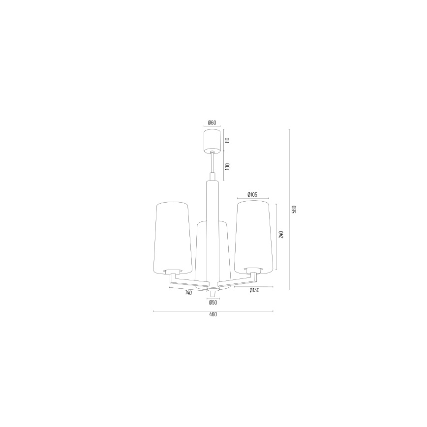 Argon 6143 - Csillár rúdon CAMELOT PLUS 3xE27/15W/230V fekete/fehér/arany