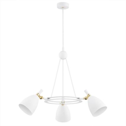 Argon 6148 - Csillár rúdon CHARLOTTE 3xE27/15W/230V fehér/arany