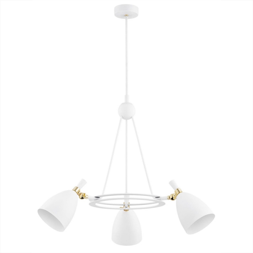 Argon 6148 - Csillár rúdon CHARLOTTE 3xE27/15W/230V fehér/arany
