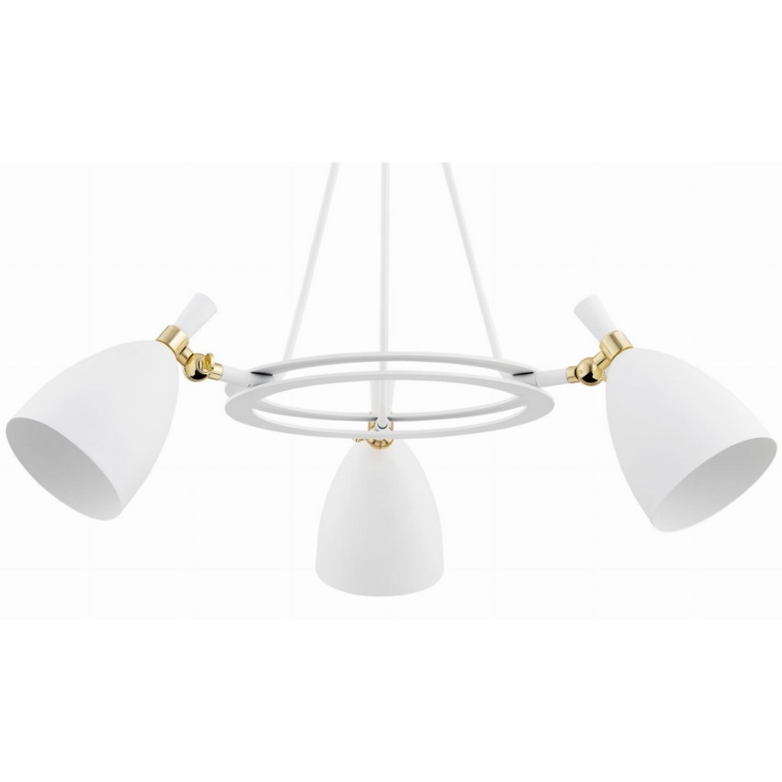 Argon 6148 - Csillár rúdon CHARLOTTE 3xE27/15W/230V fehér/arany