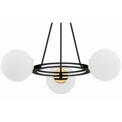 Argon 6150 - Csillár rúdon AMALFI 3xE27/15W/230V fekete/fehér