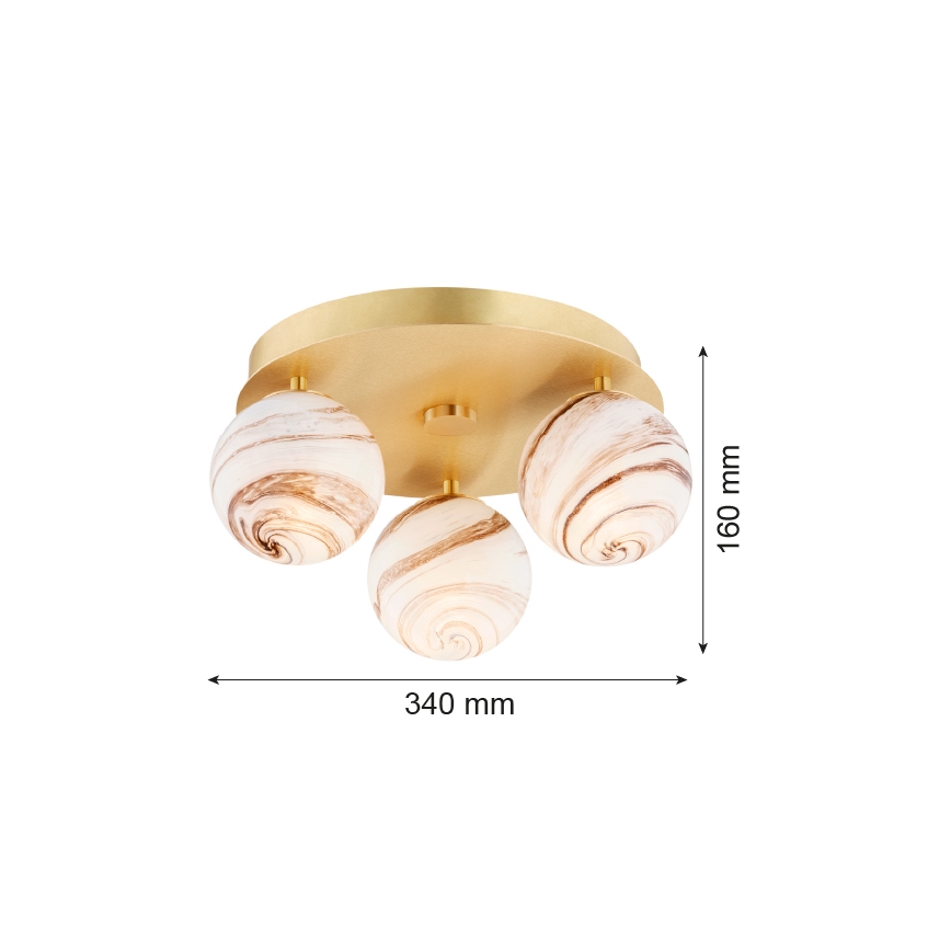 Argon 6290 - Mennyezeti lámpa FABIO 3xE14/7W/230V alabástrom arany