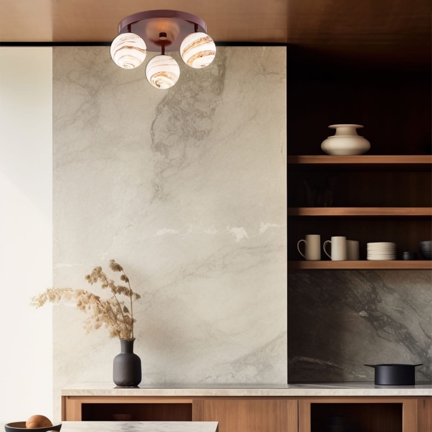 Argon 6292 - Mennyezeti lámpa FABIO 3xE14/7W/230V alabástrom barna