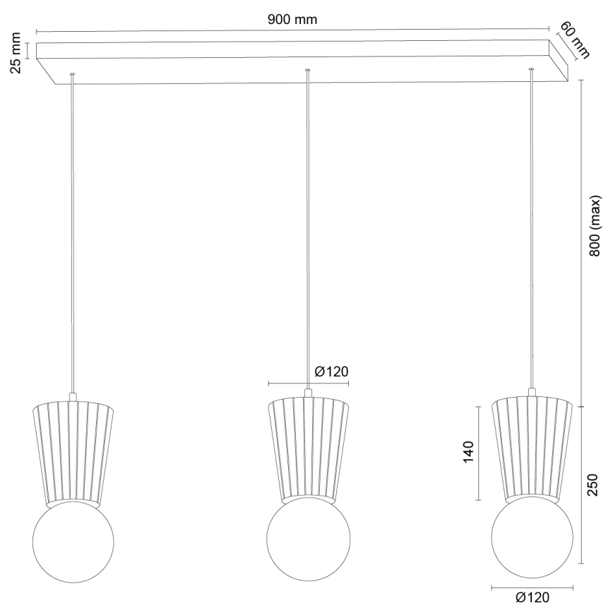 Argon 6357 - Fürdőszobai kábeles függőlámpa VOLANTE 3xG9/6W/230V IP44 bézs