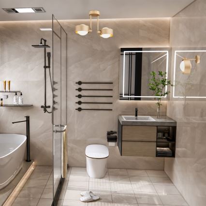 Argon 7215 - Fürdőszobai csillár rúdon MASSIMO PLUS 2xG9/6W/230V IP44 arany