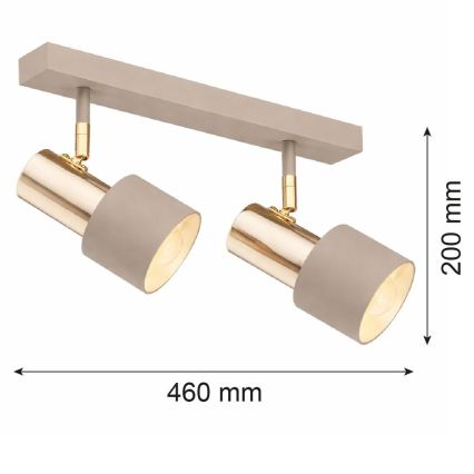 Argon 7299 - DOR irányítható spotlámpa, 2x E27/15W/230V, arany/bézs
