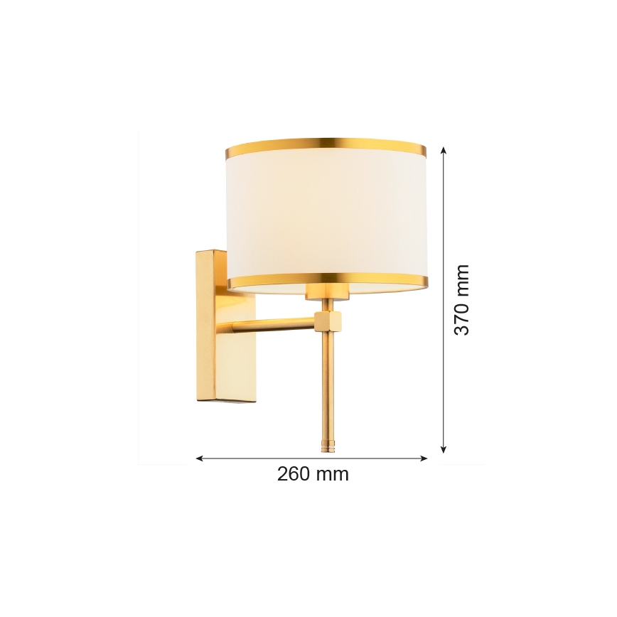 Argon 8033 - Fali lámpa ABBANO 1xE27/15W/230V sárgaréz/fehér
