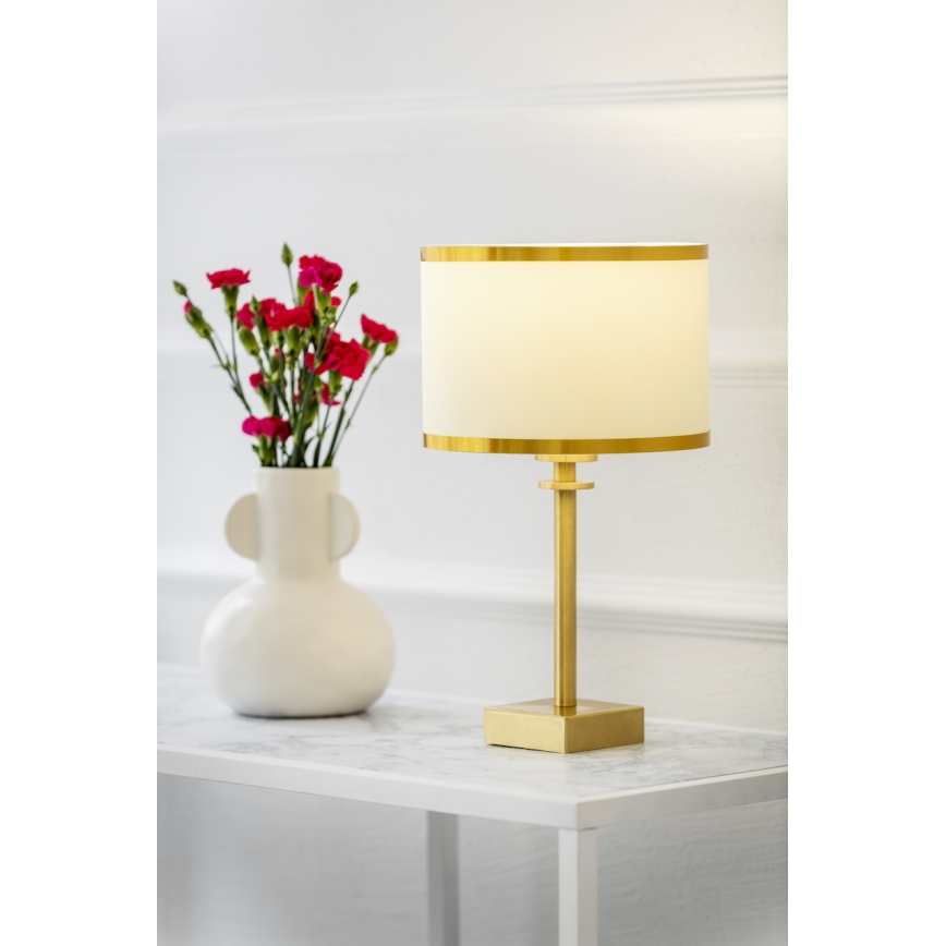 Argon 8047 - Asztali lámpa ABBANO 1xE27/15W/230V sárgaréz/fehér