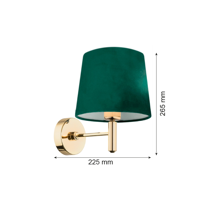 Argon 8105 - Fali lámpa PONTE 1xE27/15W/230V zöld/sárgaréz