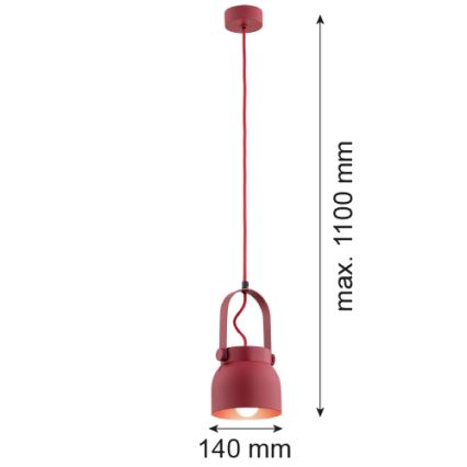 Argon 8292 - Csillár zsinóron LOGAN 1xE27/15W/230V á. 14 cm piros