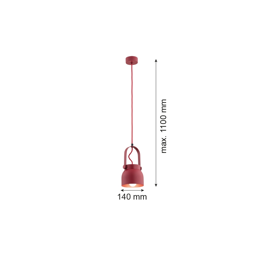 Argon 8292 - Csillár zsinóron LOGAN 1xE27/15W/230V á. 14 cm piros