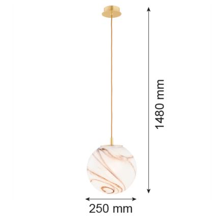 Argon 8447 - Csillár zsinóron ALMIROS 1xE27/15W/230V átm. 25 cm alabástrom arany