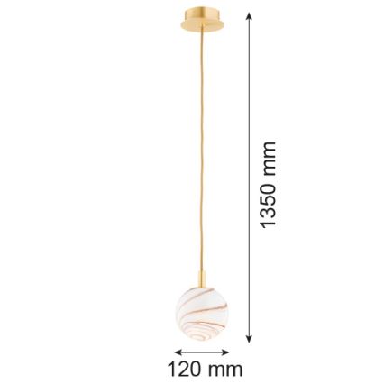 Argon 8450 - Csillár zsinóron ALMIROS 1xE14/7W/230V átm. 12 cm alabástrom arany