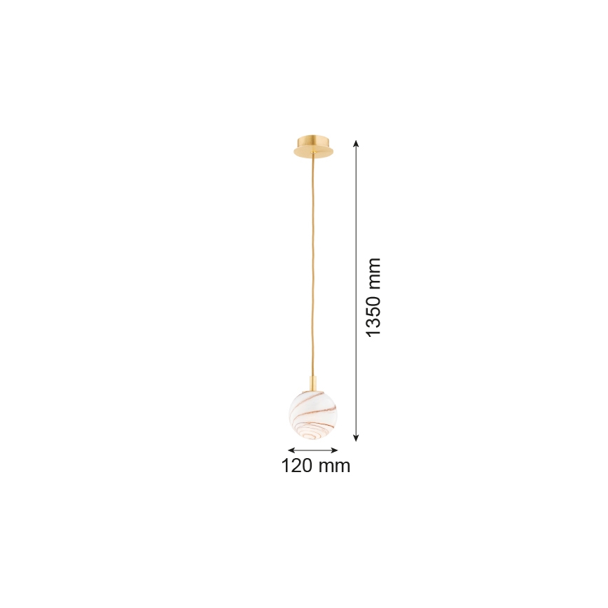 Argon 8450 - Csillár zsinóron ALMIROS 1xE14/7W/230V átm. 12 cm alabástrom arany