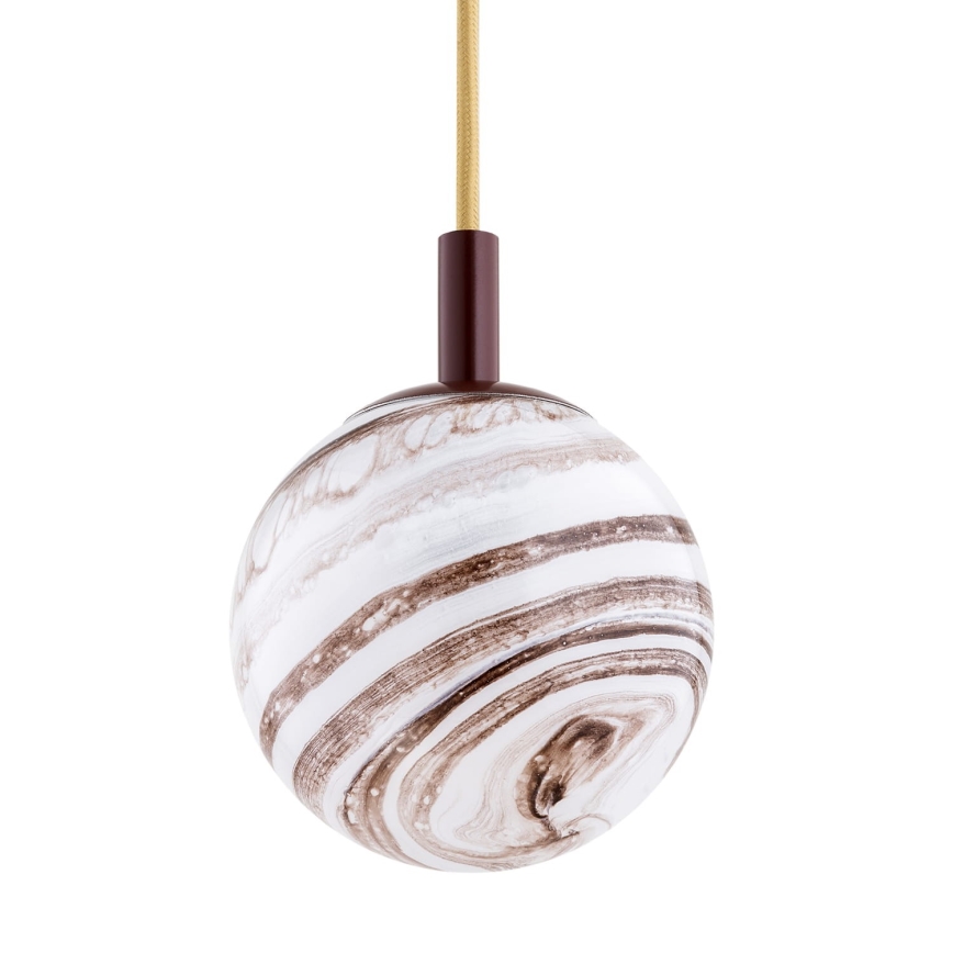 Argon 8452 - Csillár zsinóron ALMIROS 1xE14/7W/230V átm. 12 cm alabástrom barna/arany