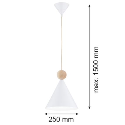 Argon 8629 - Csillár zsinóron KEGEL 1xE27/15W/230V fehér