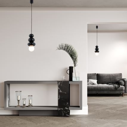 Argon 8788 - Fürdőszobai zsinóros függeszték ORLANDO PLUS 1xG9/6W/230V IP44 fekete