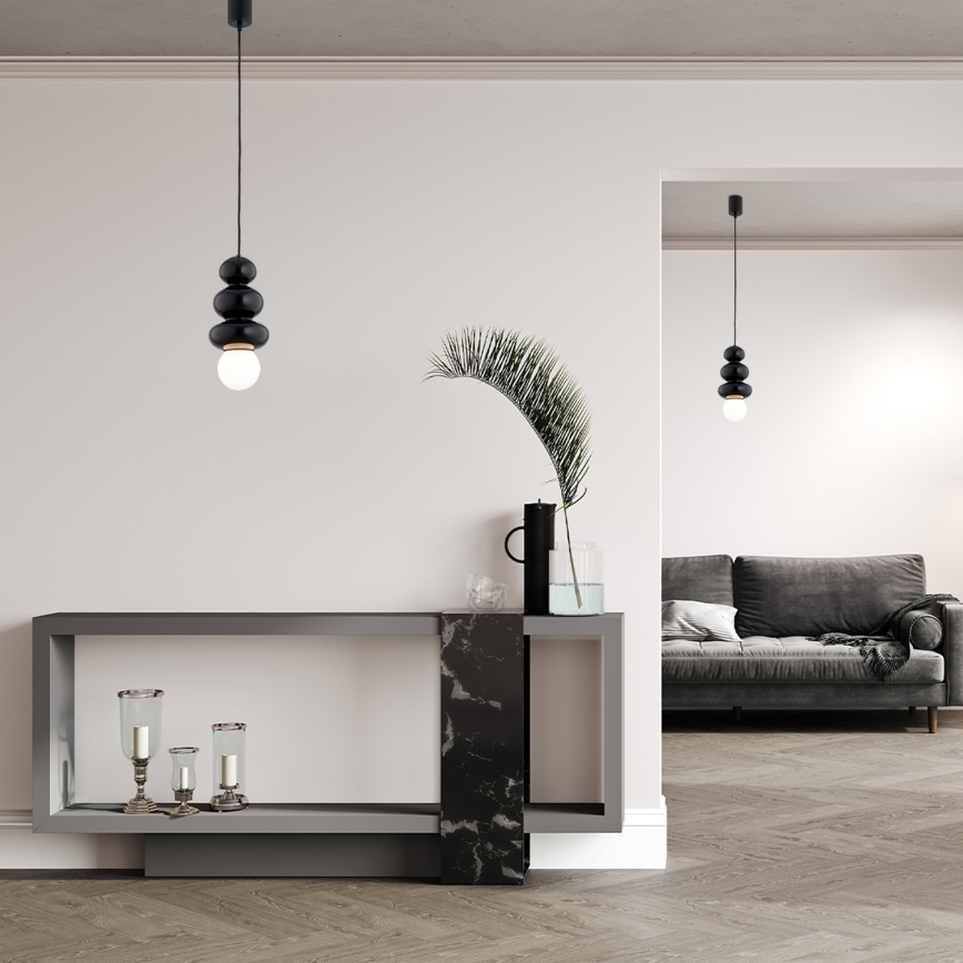 Argon 8788 - Fürdőszobai zsinóros függeszték ORLANDO PLUS 1xG9/6W/230V IP44 fekete