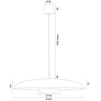 Argon 8869 - BOLTON LED csillár kábellel LED/12,5W/230V 3000K arany