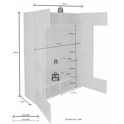 ARIA vitrinszekrény antracit