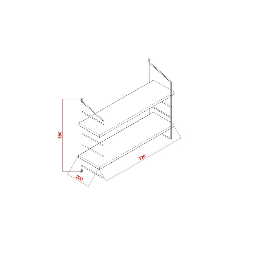 Fali polc ARMONI 58x72 cm barna/fekete