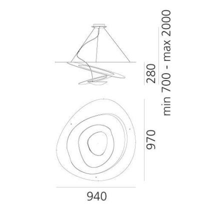 Artemide 1239010A - Csillár zsinóron PIRCE 1xR7s/11W/230V 97 cm fehér