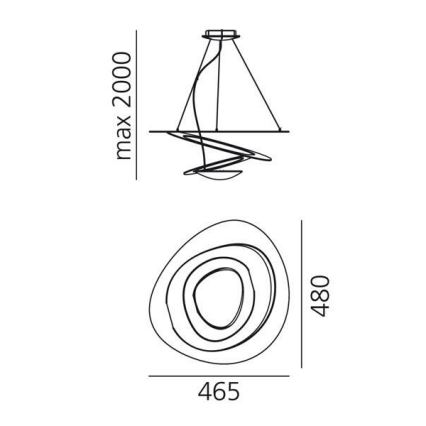 Artemide 1249020A - LED dimmelhető csillár zsinóron PIRCE LED/27W/230V 3000K arany