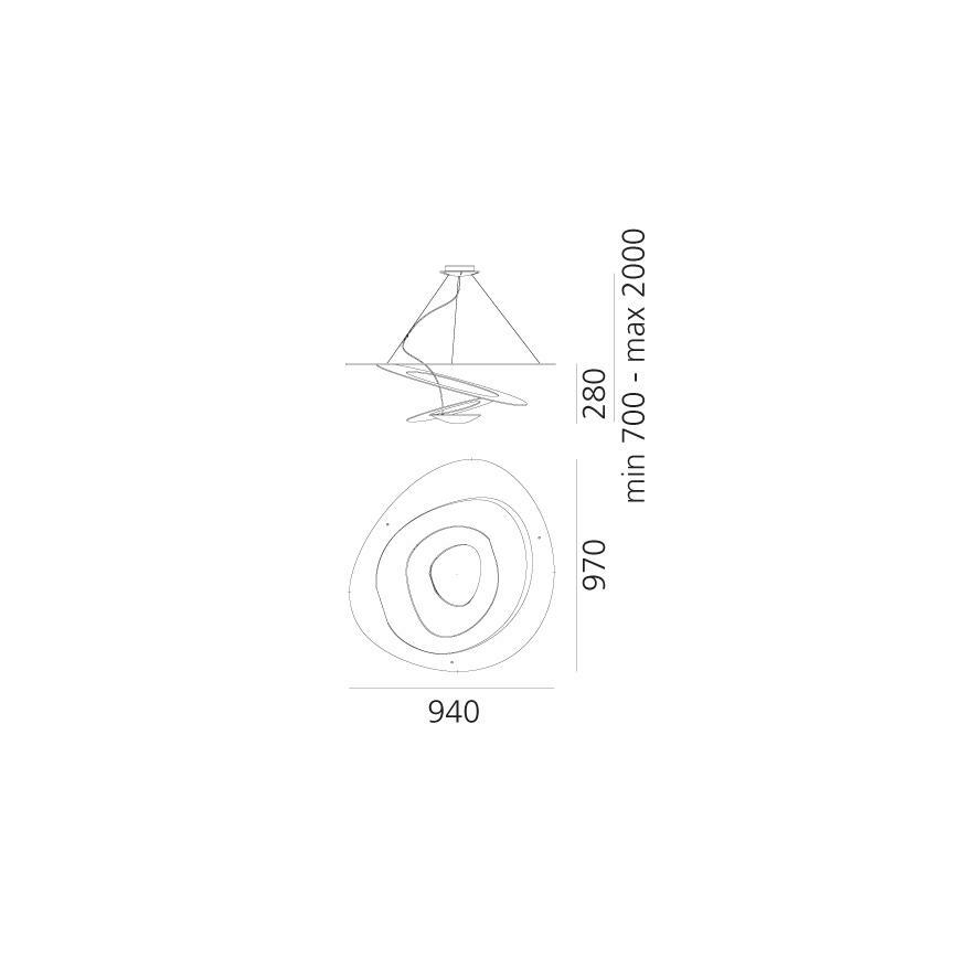 Artemide 1254110A - LED Dimmelhető csillár zsinóron PIRCE LED/44W/230V 3000K fehér