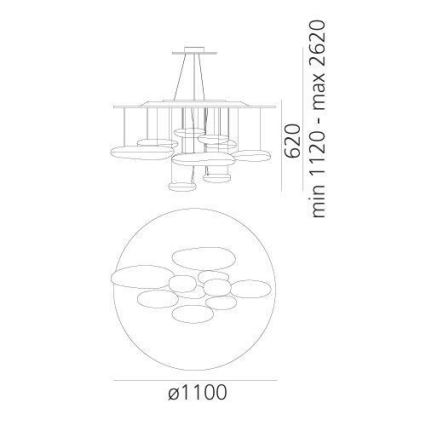 Artemide 1367110A - LED Dimmelhető csillár zsinóron MERCURY LED/58W/230V 3000K