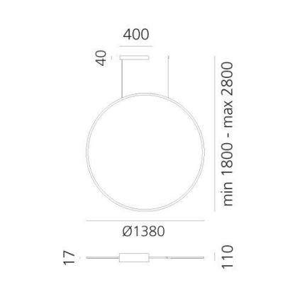 Artemide 1994330APP - LED RGBW Dimmelhető csillár zsinóron DISCOVERY LED/79W/230V 2700-6500K fekete