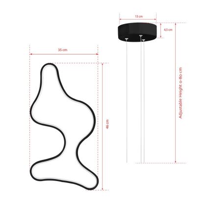 ARTISAN LED csillár kábelen, 36W, 230V, 4000K, fekete