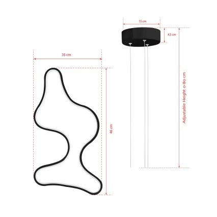 ARTISAN LED kábeles csillár 36W 230V 6500K fekete