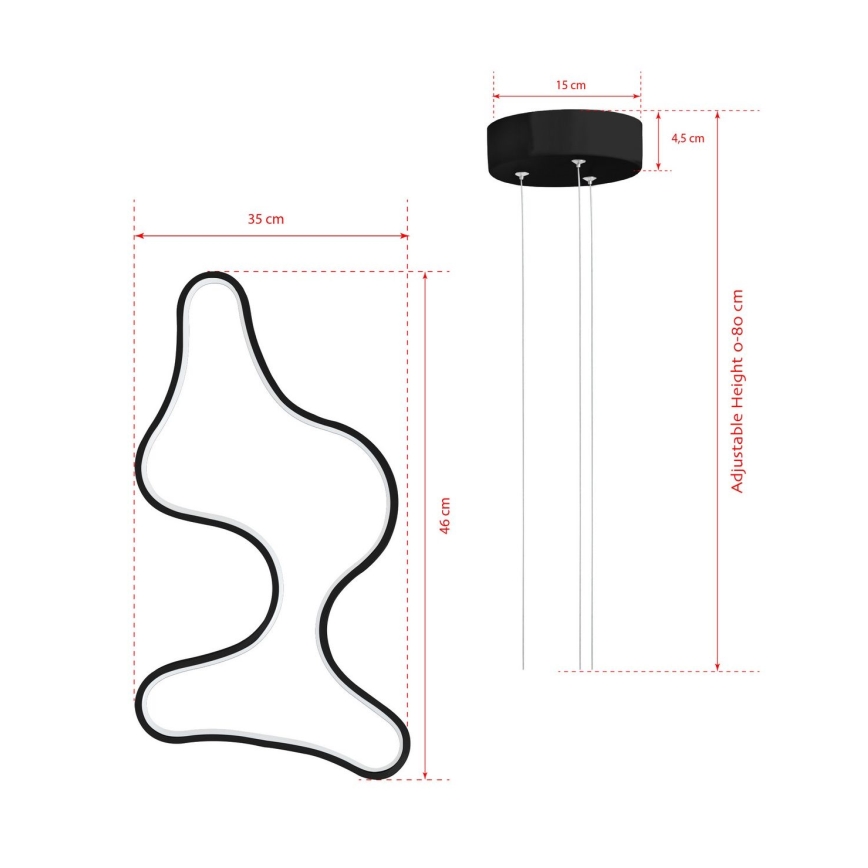 ARTISAN LED kábeles csillár 36W 230V 6500K fekete