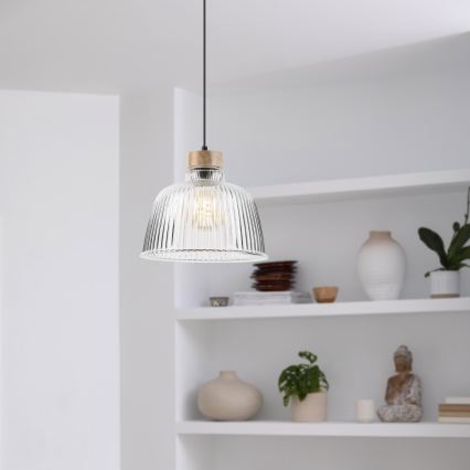 ASTA függőlámpa kábelen 1xE27/60W/230V, átmérő 28 cm, tölgy