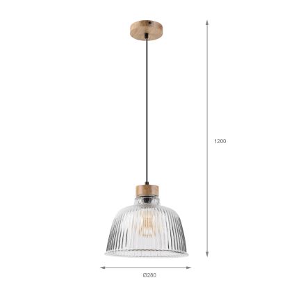 ASTA függőlámpa kábelen 1xE27/60W/230V, átmérő 28 cm, tölgy
