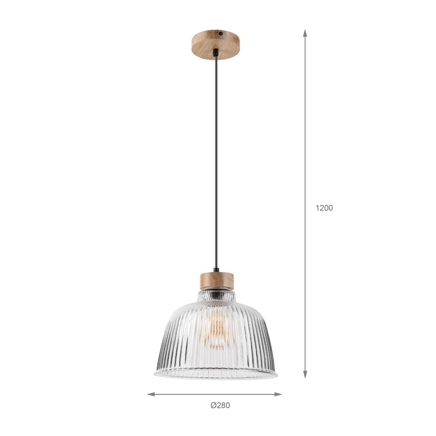ASTA függőlámpa kábelen 1xE27/60W/230V, átmérő 28 cm, tölgy