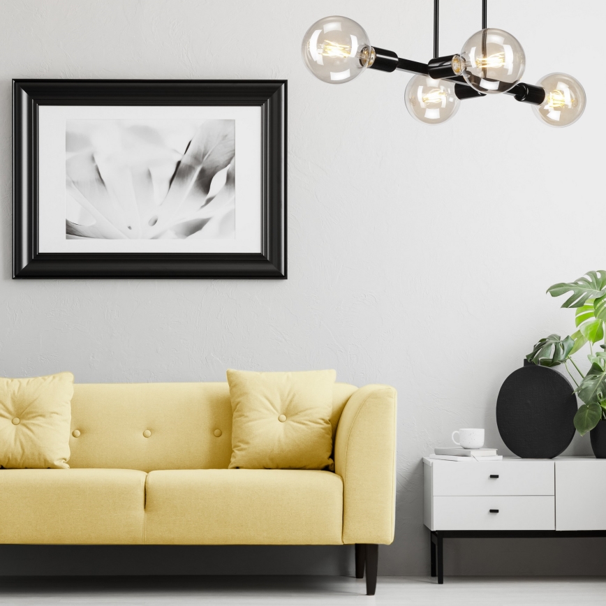 Függeszték rúdra ASTRID 4xE27/60W/230V fekete