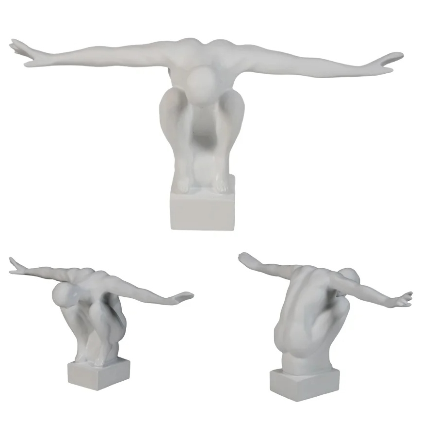 Asztaldísz 19,5x16x38,5 cm gyanta/fehér