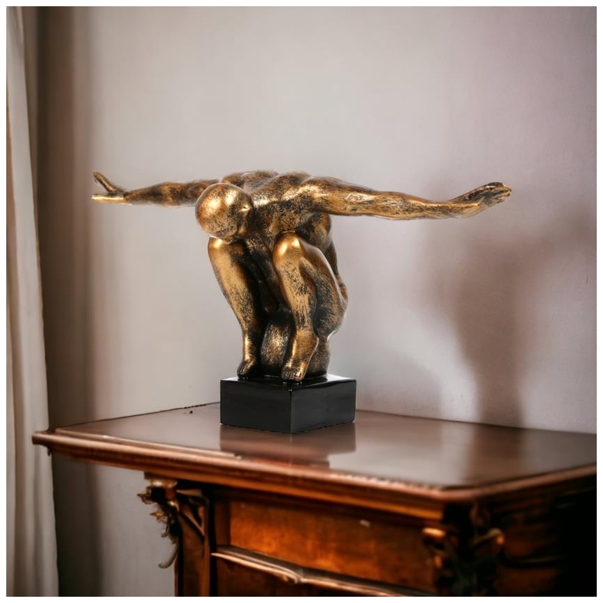 Asztaldísz 25x41x20 cm gyanta/arany patina